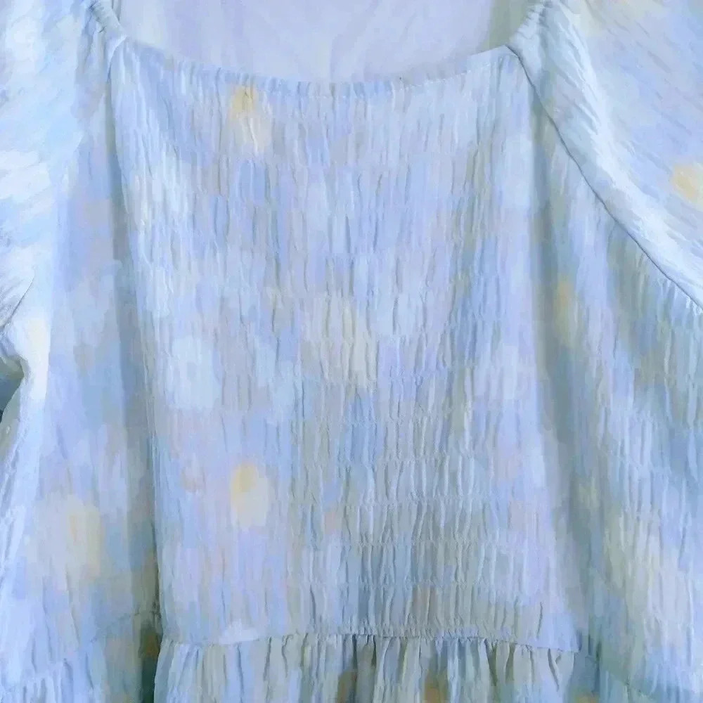 Love Olive Co Floral Midi Dress in Light Blue - Picture 4 of 5